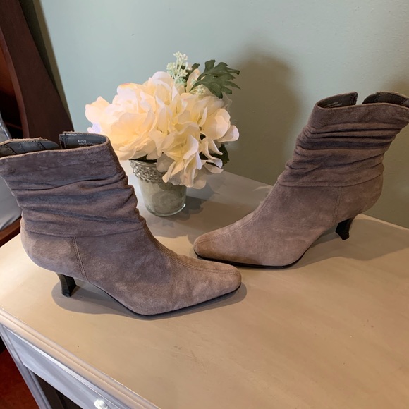 Gray Suede Ankle Boots - Picture 1 of 8